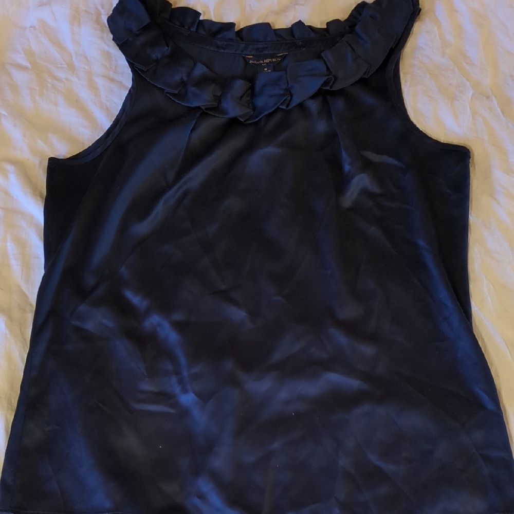 Banana Republic Midnight Blue Ruffle Blouse